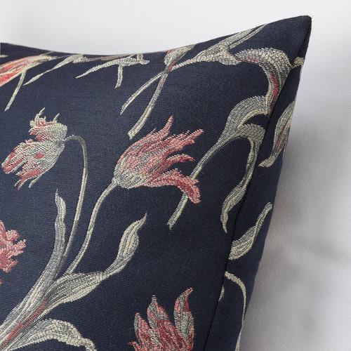 ÅLANDSROT Cushion, dark blue, floral patterned, 50x50 cm
