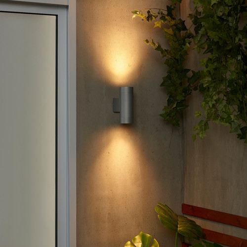 GRÖNSPRÖT Wall up/downlighter, wired-in, outdoor aluminium-colour, 16 cm