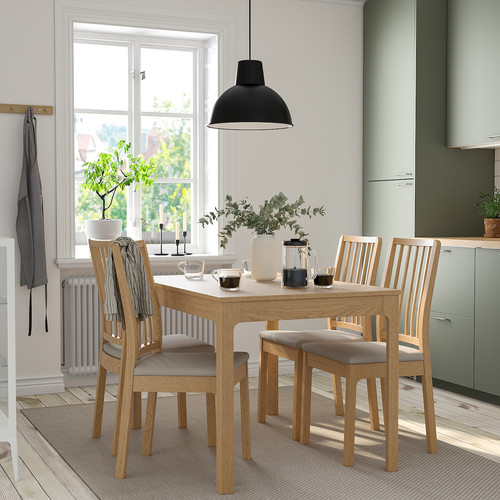 EKEDALEN / EKEDALEN Table and 4 chairs, oak oak effect/Orrsta light grey, 120/180 cm