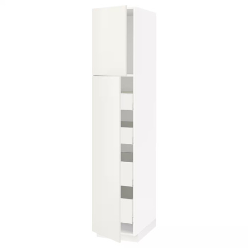 METOD / MAXIMERA Hi cab w 2 doors/4 drawers, white/Veddinge white, 40x60x200 cm