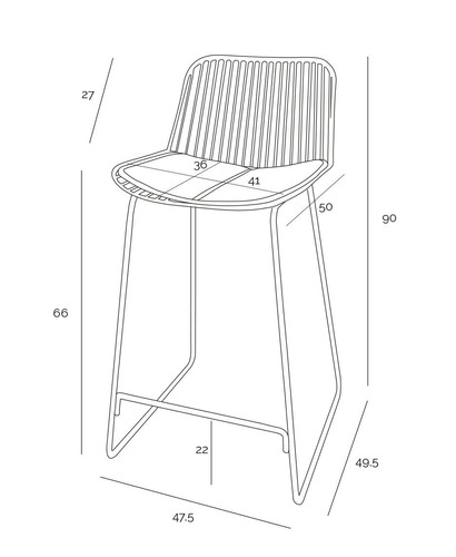 Bar Stool with Seat Pad Dill Low, black