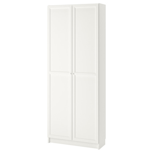 BILLY Bookcase with doors, white, 80x30x202 cm
