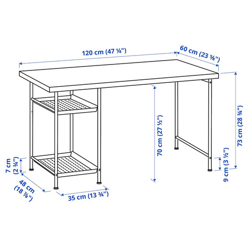 LAGKAPTEN / SPÄND Desk, black-brown/black, 120x60 cm