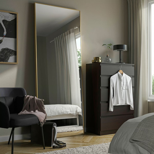 HOVET Mirror, gold-colour, 78x196 cm
