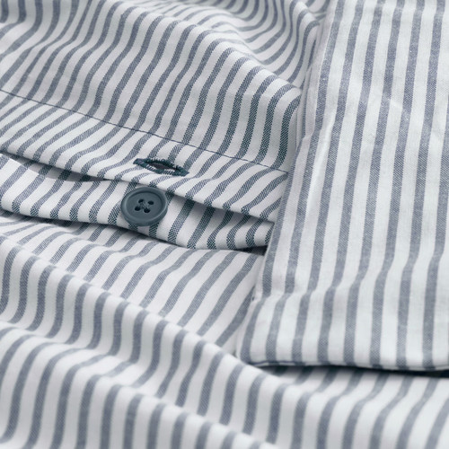 SOLFIBBLA Duvet cover and pillowcase, white blue/stripe, 150x200/50x60 cm