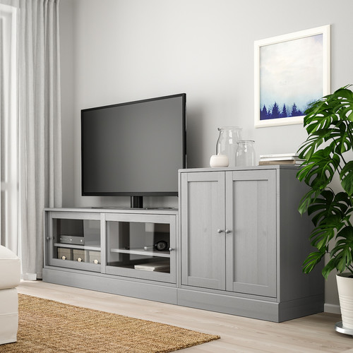 HAVSTA TV storage combination, grey, 241x47x89 cm