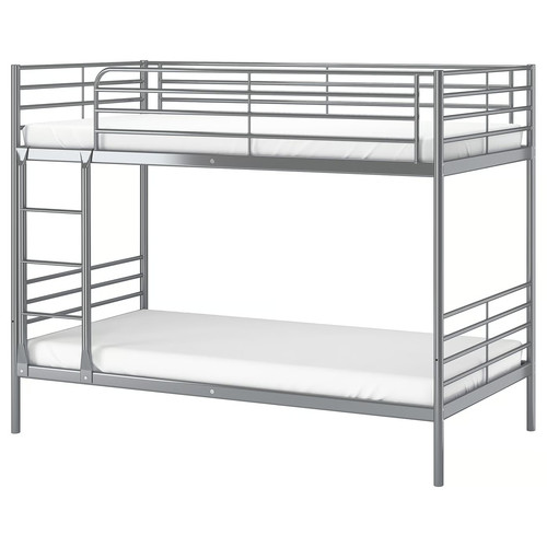 SVÄRTA Bunk bed frame, silver colour, 90x200 cm