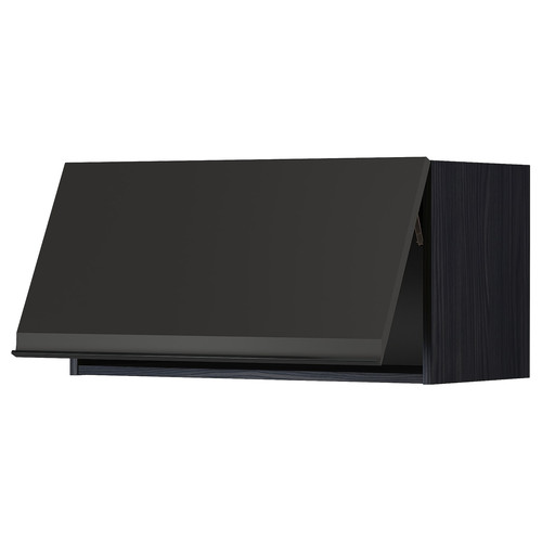 METOD Wall cabinet horizontal w push-open, black/Upplöv matt anthracite, 80x40 cm