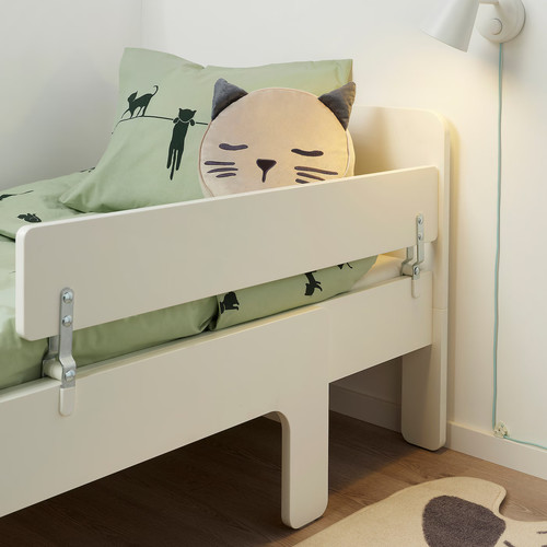 SLÄKT / NATTAPA Ext bed frm w guard rl+slat bd base, white, 80x200 cm