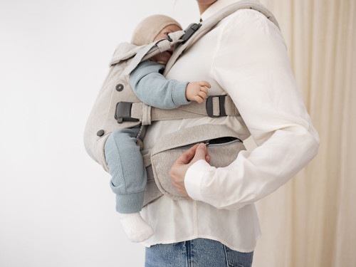 BABYBJORN Pocket Pouch for Baby Carrier, Woven Mélange, Light Beige
