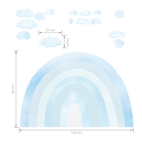 Wall Sticker Set 90x134cm - Rainbow Blue