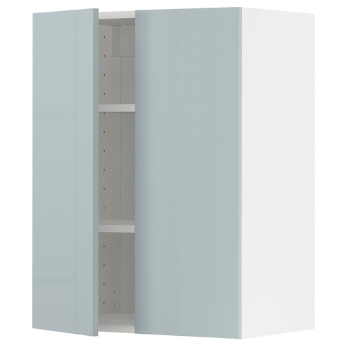 METOD Wall cabinet with shelves/2 doors, white/Kallarp light grey-blue, 60x80 cm