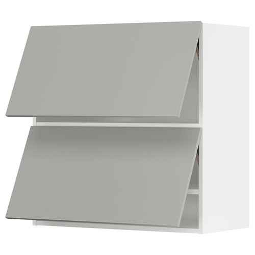 METOD Wall cabinet horizontal w 2 doors, white/Havstorp light grey, 80x80 cm