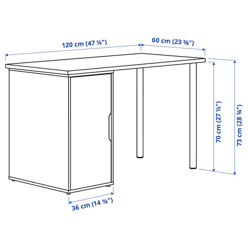 LAGKAPTEN / ALEX Desk, white, 120x60 cm