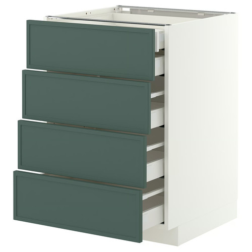 METOD/MAXIMERA Base cb 4 frnts/2 low/3 md drwrs, white/Aspudden dark grey-green, 60x60 cm