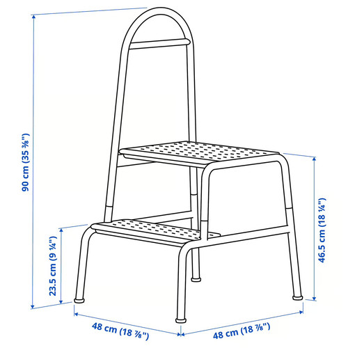 BÄSINGEN Step stool with handrail, 2-steps, anthracite