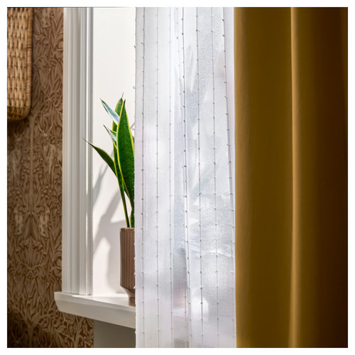 MATILDA Sheer curtains, 1 pair, white/with heading tape, 145x250 cm