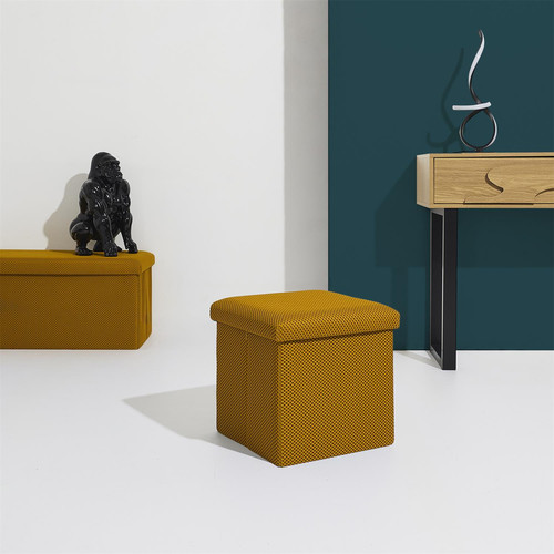 Folding Storage Pouffe Vels Atom, yellow