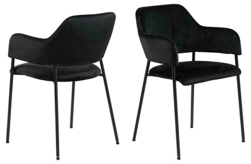Set of Dining Chairs with Armrests, black
