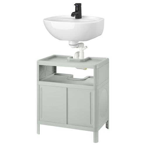 IVÖSJÖN / SKATSJÖN Wash-stnd w slid drs/wash-basin/tap, green, 50x35 cm