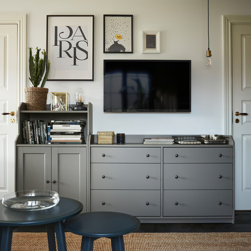 HAUGA Cabinet with 2 doors, grey, 70x116 cm