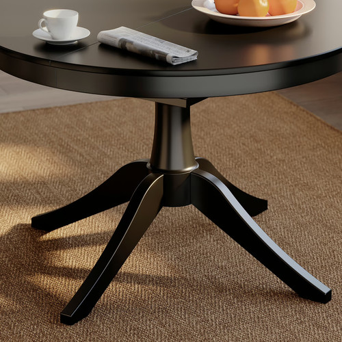 ROSENTORP / NÄSINGE Table and 4 chairs, black/Kilanda light beige dark brown stained, 110/155 cm