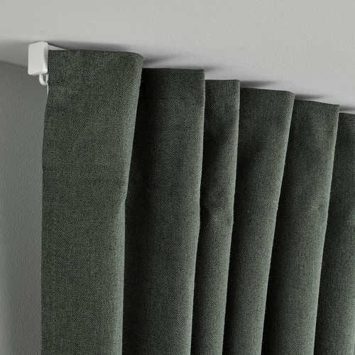 ROSENMANDEL Block-out curtains, 1 pair, dark green, 135x300 cm