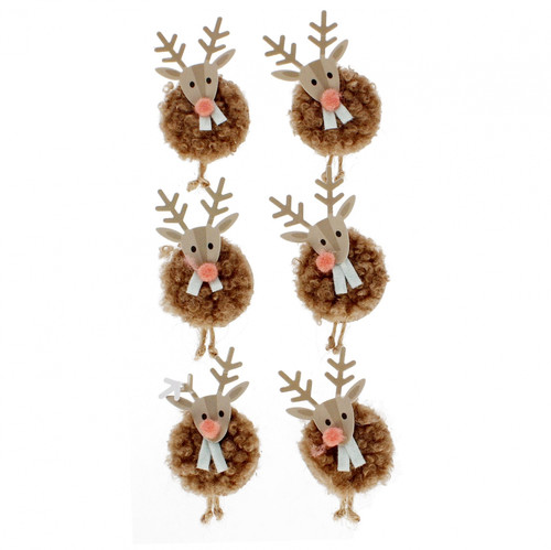 Self-Adhesive Felt Reindeer Decorations, 6 pcs