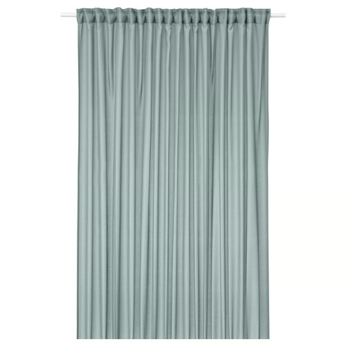 STENFRÖ Sheer curtain, 1 piece, with heading tape/turquoise, 300x300 cm