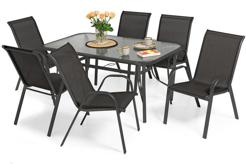 Outdoor Dining Furniture Set PORTO, black