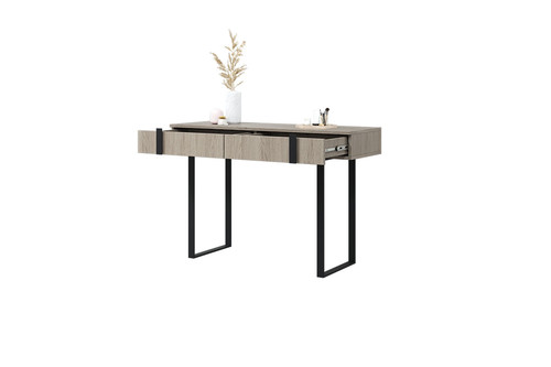 Modern Console Table Dresser Dressing Table Verica, biscuit oak/black legs