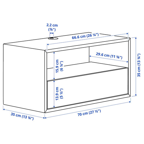 EKET Media storage combination, white/white stained oak clear glass, 210x35x35 cm
