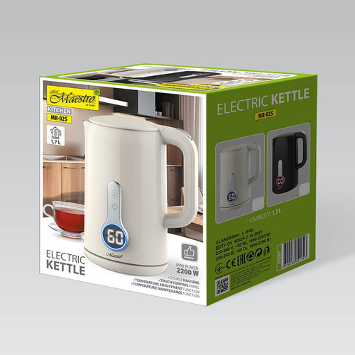 Feel Maestro 1.7L Double-Wall Electric Kettle with Temp Control MR-025-IVORY
