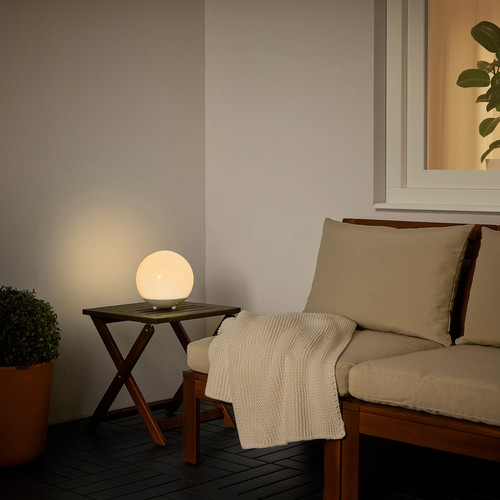 SOLVINDEN LED solar-powered floor lamp, outdoor/globe white
