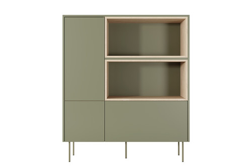 High Cabinet with 2 Doors & Drawer Desin 120, olive/nagano oak