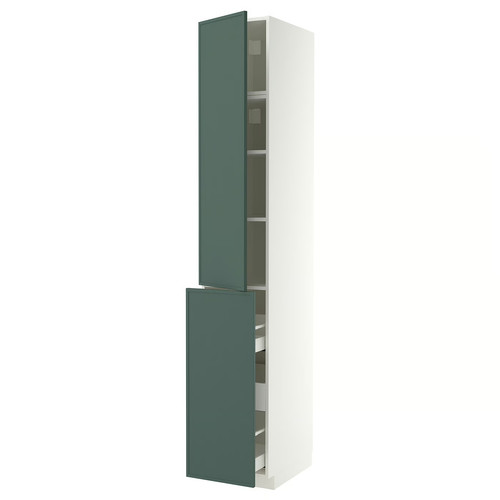 METOD/MAXIMERA Hc w p-o func 3drw/1dr/2shlv, white/Aspudden dark grey-green, 40x60x240 cm