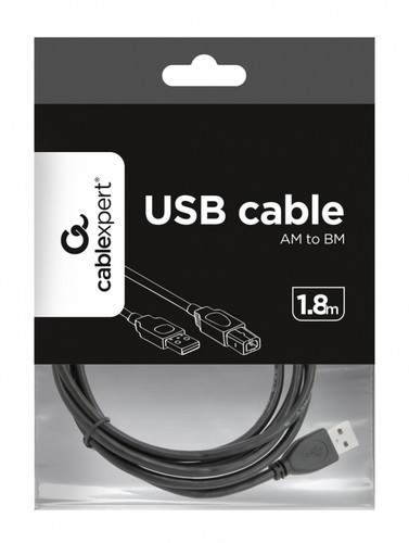 Gembird USB Cable 2.0 Type AB AM-BM 1.8m black