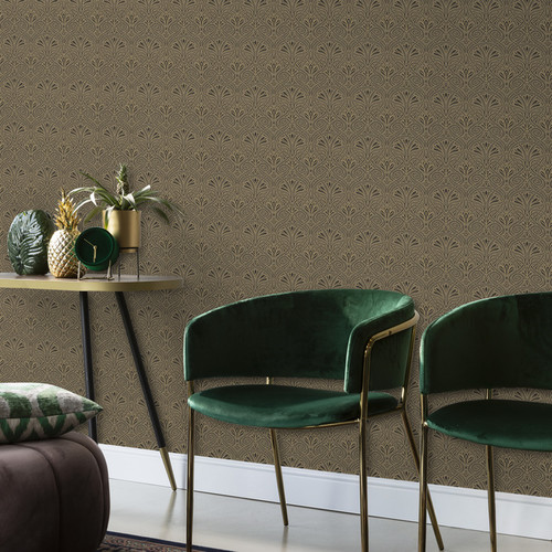 GoodHome Vinyl Wallpaper on Fleece Obol, black