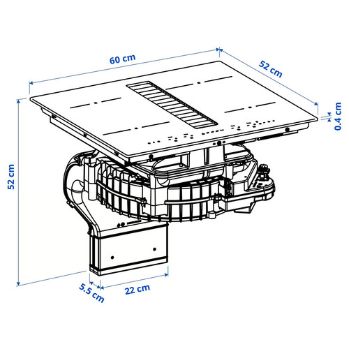 TÄCKNAN Induction hob/integrated extractor, IKEA 500 black, 60 cm
