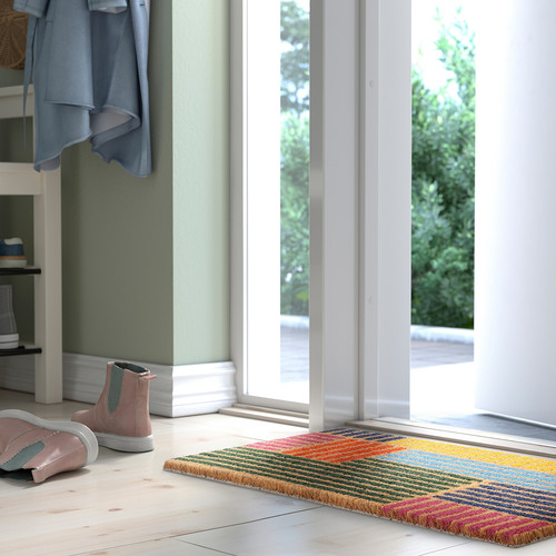 SPÅRDJUP Door mat, indoor, multicolour/stripe, 40x60 cm