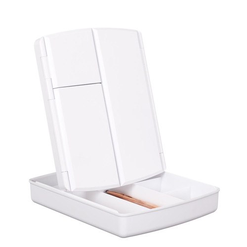 Make-up Mirror with Organizer & LED Lighting, white