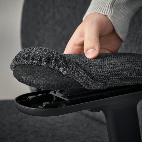 GRÖNFJÄLL Office chair with arm/headrest, Letafors grey/black
