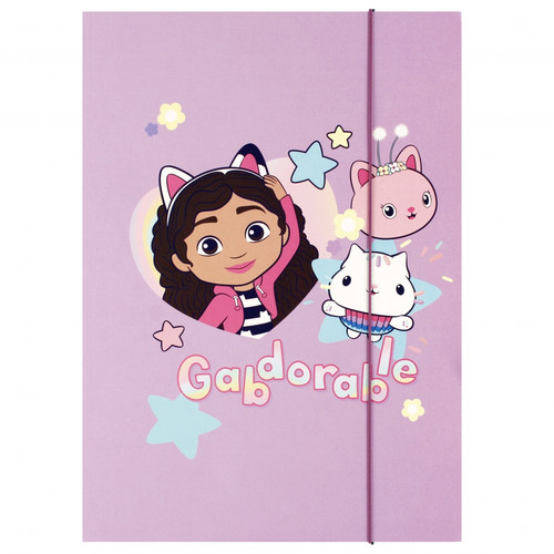 Document File Folder with Elastic Band A4 1pc Gabby's Dollhouse, assorted patterns