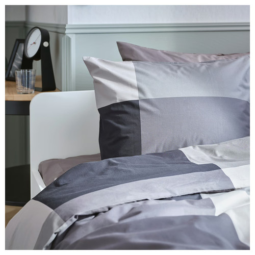 BRUNKRISSLA Duvet cover and 2 pillowcases, black, 200x200/50x60 cm