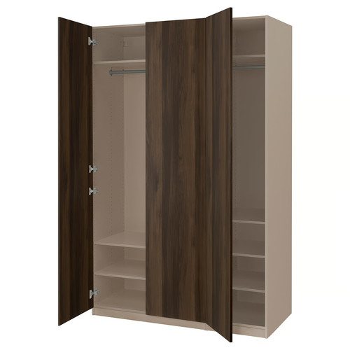 PAX / STORKLINTA Wardrobe combination, grey-beige/dark brown stained oak effect, 150x60x236 cm