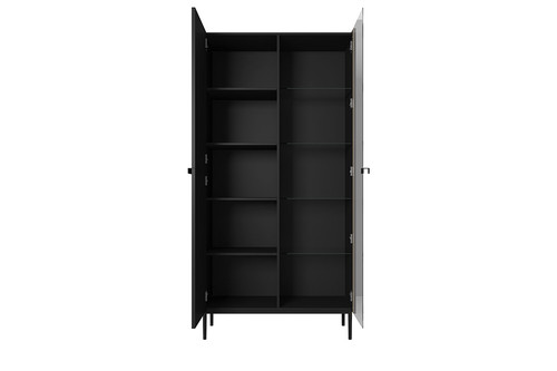 High Cabinet Display Cabinet Nicole, matt black, black legs