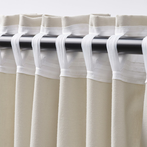 GINSTMOTT Curtains, 1 pair, beige/with heading tape, 145x300 cm