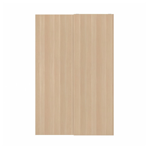 HASVIK Pair of sliding doors, white stained oak effect, 150x236 cm