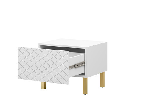 Set of 2 Nightstands Bedside Tables Scalia II 50, matt white, gold legs