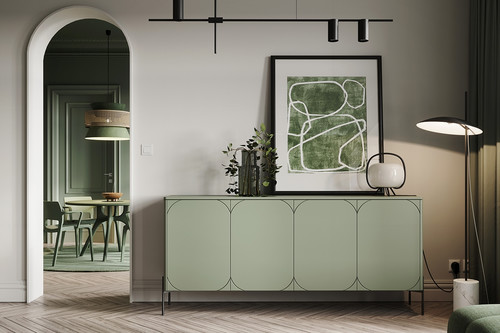 Four-Door Cabinet with Drawer Unit Sonatia 200cm, olive